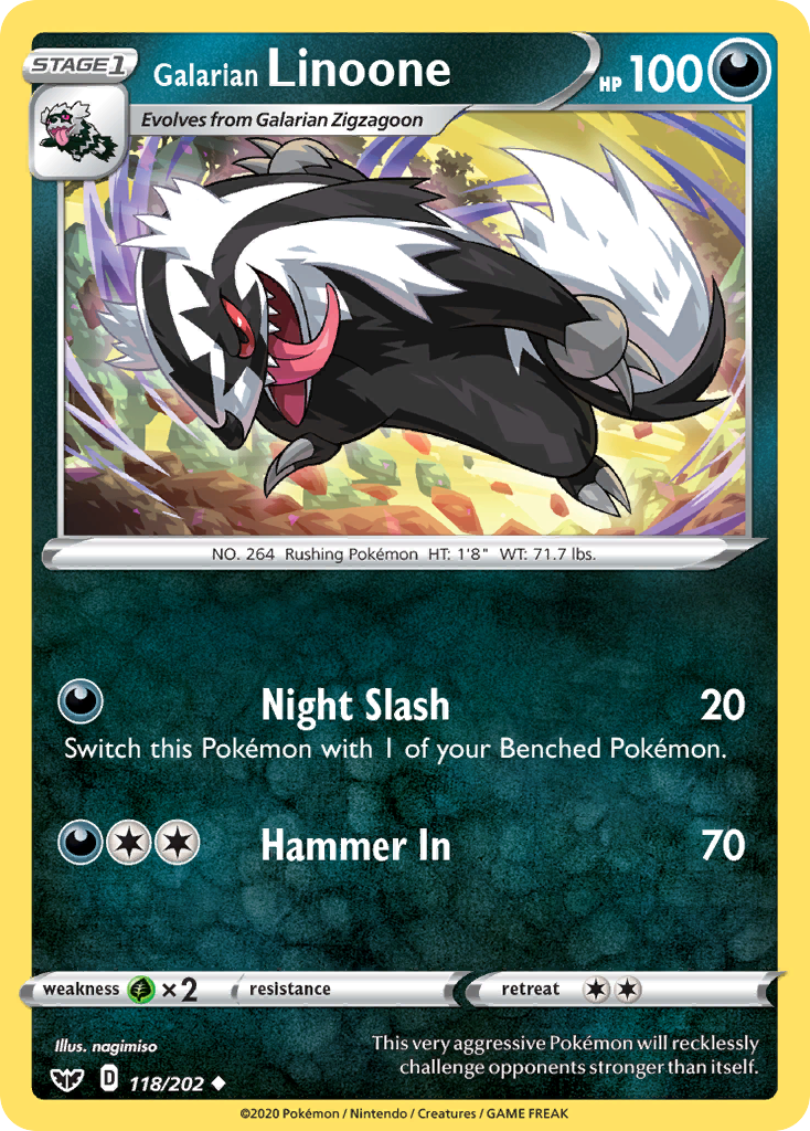 Sword & Shield Galarian Linoone #118/202